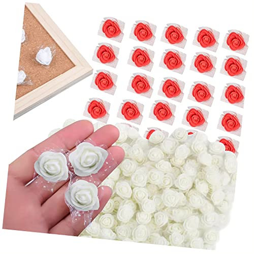 ＣＨＡＭＥＥＮ Künstliche Schaumrosen 200Pcs Off White Und Großes Rot künstliche Rosenköpfe Mini Rose Deko Rosenköpfe Für Basteln