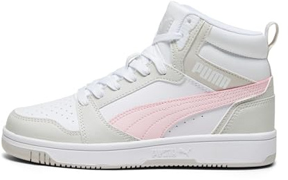 PUMA Unisex Kinder Rebound V6 Mid Jr Sneaker, Puma White Frosty Pink Sedate Gray, 37 EU