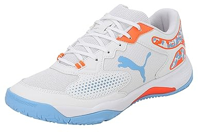 PUMA Unisex Solarcourt Rct Tennisschuh, Puma White Puma Black Team Light Blue, 40.5 EU