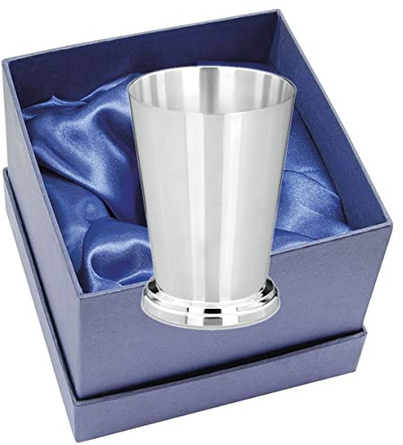 SILBERKANNE Mug Hambourg lisse H 7,5 cm de haut de gamme plaqué argent avec finition de qualité supérieure Prêt à offrir Avec emballage cadeau élégant