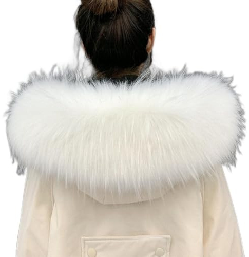 Luxuriöser Damen-Kunstfell-Schal, Winterwärmer, 20 cm breit, super groß, Damenjacken, Kapuze, Schalkragen, 70/80/90 cm, weißes Pelz, 80 cm