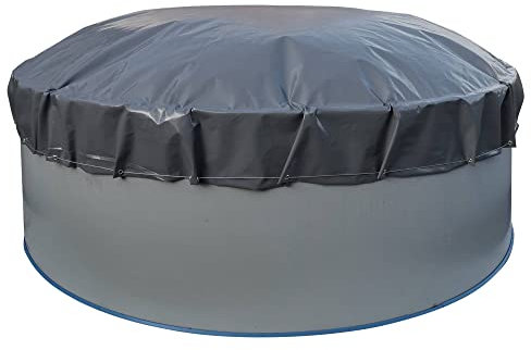 Planet Pool Luftkissen Poolabdeckung Aufblasbare Abdeckplane rund Ø 5 m grau/innen beige mit Ösen und Kordelzug