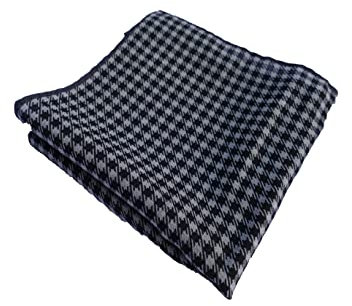 Hugo Boss Herren Schwarz Grau Hahnentritt-Wolle Einstecktuch Einstecktuch Einstecktuch 50321596, Schwarz , Einheitsgröße