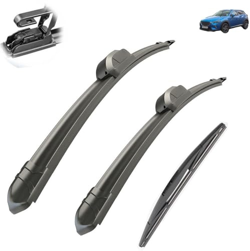 Essuie-glace de voiture compatible avec Mazda CX-3 CX3 2015-2020 Balais d'essuie-glace avant arrière en caoutchouc souple for pare-brise automatique 221810 2017 2018 2019 (Color : 3 wipers)