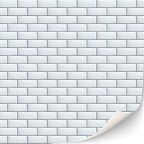 3 Sheets Self-Adhesive Wall Tiles - Bathroom & Kitchen Metro Tiles for Dollhouses (1:12 Scale) - Glazed White