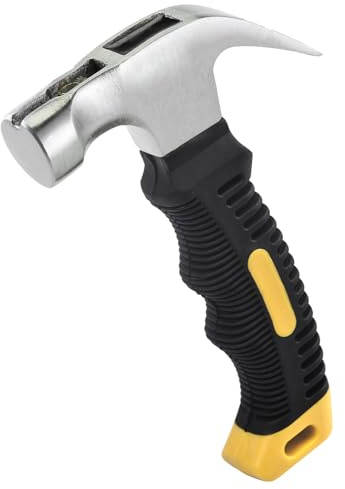 ALLWIN Small Claw Hammer - 8oz, Yellow, Ergonomic Grip, Magnetic Nail Holder, Ideal for DIY Projects
