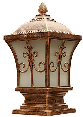 MODEBHD Wasserdichte Tischlampe für den Außenbereich, aus Aluminium, Retro, amerikanisch, Einzelkopf, Victoria, antik, europäisch, Glaslaterne, Säulenlicht, Straßenlicht, Villa, Garten, Pfostenlicht