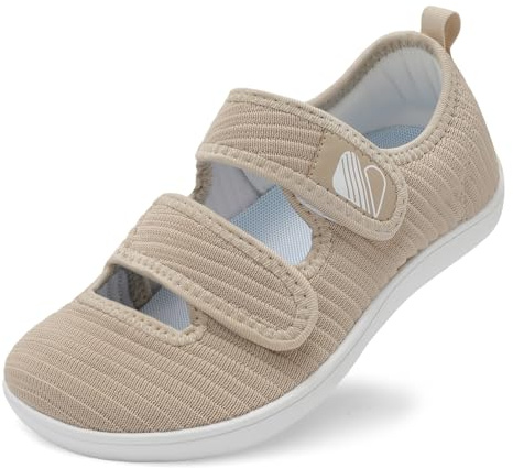 Besroad Womens Wide Diabetic Shoes Adjustable Walking Sneakers Arthritis Edema Zero Drop Sole Shoes Indoor Outdoor Casual 10Wide Khaki