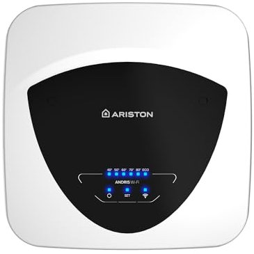 Ariston Andris Elite Wifi - Scaldabagno Elettrico 30 Litri U/5 EU Sopralavello 44,6x40x44,6 - Boiler Elettrico con Pacchetto ABS Risparmio Energetico e Sicurezza, 1500W, Classe Energetica A