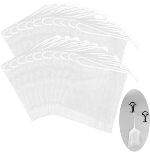 Giantree 20pcs sac de savon, sac de savon avec cordon de serrage, sac de filet de savon filets de mousse sac de savon corps nettoyage du visage accessoires exfoliation filet sac accessoires nettoyage