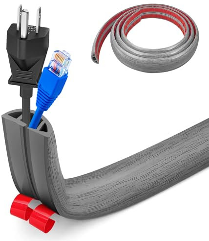 Petit passe-câbles flexible, autocollant, 1 m x 3 cm, cache-câbles flexible, facile à couper, montage pour tous les câbles d'alimentation, maison, bureau, entrepôt (bois gris)