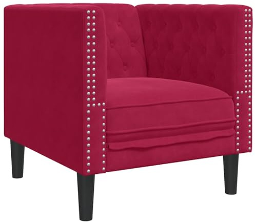 vidaXL Chesterfield-Sessel Weinrot Samt