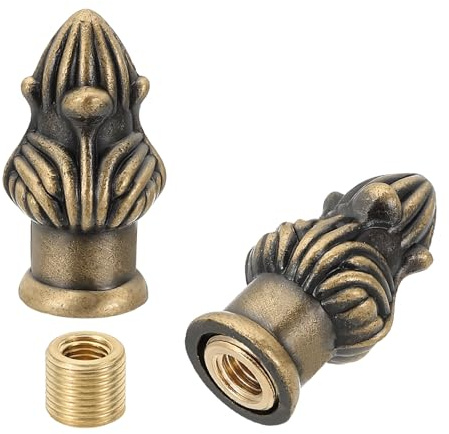 PATIKIL 33 x 20mm Tapones de Remate de Lámpara, 2 Juegos de Tapa de Tornillo de Decoración Superior de Pantalla de Lámpara Sólida con Adaptador Reductor de Latón, Bronce
