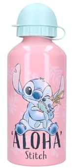 My sweety pop Gourde stitch rose pour enfant Aluminium Pour enfant école | Vacances Repas 19 cm 500 ml Hydratation Stitch Rose Bleu