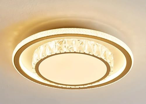 PAPUQ Plafón de Techo Led 40w + 40W con mando a distancia, Regulable 2700K-6500K blanco frío a cálido e intensidad, 8000LM, clásico dorado, redondo Ø40cm