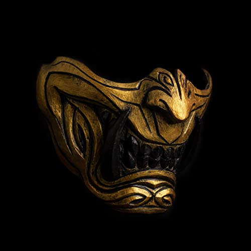 GSZCCZS Masque Demi-Visage de samouraï Oni Mempo Japonais Ronin Demon NOH pour Airsoft Paintball BB Gun Moto Or Joker KKD KK33