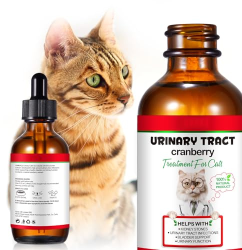 Katzen Harnwegsinfektion Behandlung Tropfen,Ka-tzen UTI Heiltropfen mit Cranberry Extrakt Unterstützt Blase,Nierenstein,Prävention von Inkontinenz bei Harnversorgung Gesundheit für Katzen (1 Flaschen)