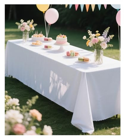 GOEXCPL Tovaglia rettangolare Tovaglia decorativa per tavolo da pranzo Adatta per compleanni, eventi aziendali, feste natalizie e matrimoni Bianco 200 * 400cm