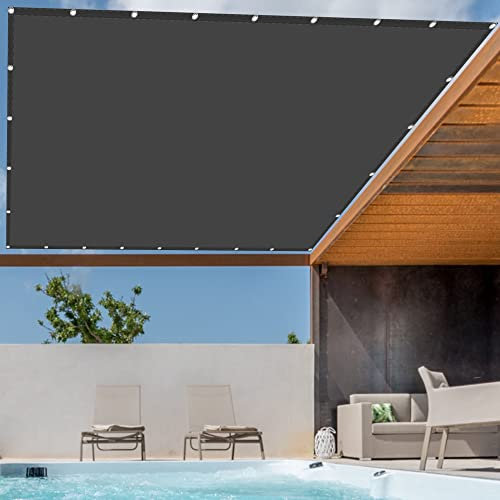 Grande tenda parasole da 5,5 x 6 m, con corda inclusa, colore grigio scuro, per esterni, per giardino, prato, pergola e terrazze