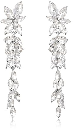 EVER FAITH glänzend Marquise Kristall Kronleuchter Ohrringe Elegant | Strass Blume hängend Ohrstecker für Damen Party Hochzeit Prom