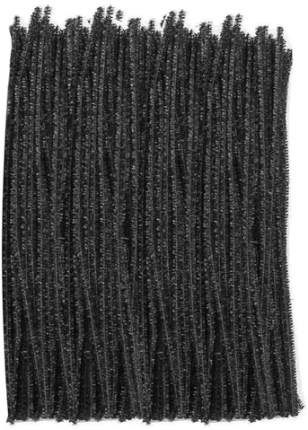 100 Pfeifenputzer Bunt zum Basteln,Glitzerdraht, Chenilledraht 30cm Pfeifenreiniger Bunt zum Basteln - Pipe Cleaner für DIY Projekte(Schwarz)