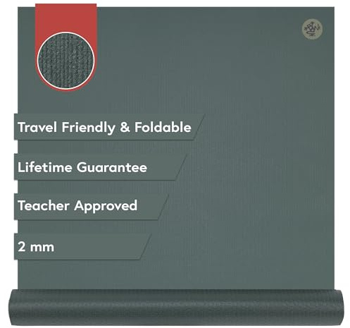 Manduka PRO Travel Yoga Mat – Foldable, Compact, Great for Travel 2mm | PVC Foam | Non-Slip | Moisture Resistant | 71” x 24”