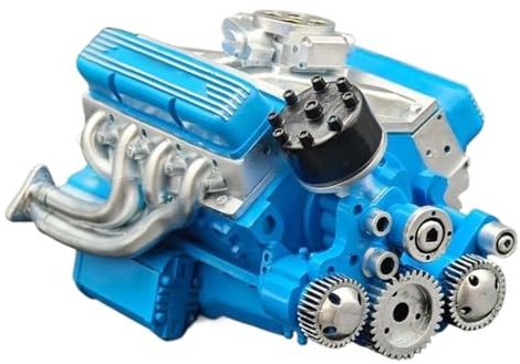 Juguete STEM para motor de automóvil: modelo de kit de construcción técnico, pantalla de cuero interactivo, réplica realista del motor de resina V8, dispositivo de mecánica educativa con piezas