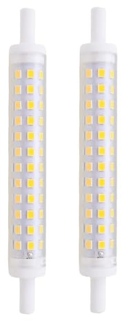 2 Pcs R7S Led Bulb 118mm Dimmable 9w 6500k J118 Warm White， Replacement Linear Light Halogen Lamp Equivalent Energy Saving Reflector Floodlight Security Light Bulb for Ceiling Floodlight Lamp
