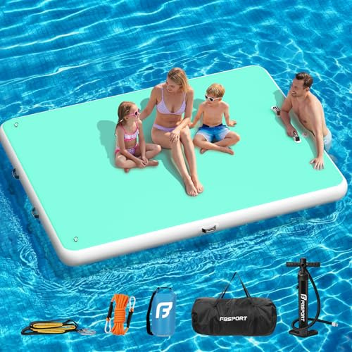 FBSPORT Piattaforma Galleggiante Gonfiabile - Isola d’Acqua per Più Persone, Tappeto Gonfiabile con Superficie Antiscivolo e Borsa, Dock Gonfiabile per Mare, Piscina e Lago
