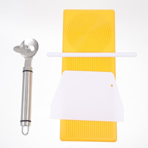 POPETPOP Kit de 4 Piezas para Hacer Pasta Casera Tabla Multifuncional de Plástico, Cortador de Acero Inoxidable para Fideos, Rodillo Pequeño y Molde para Macarrones, Color Color Aleatorio
