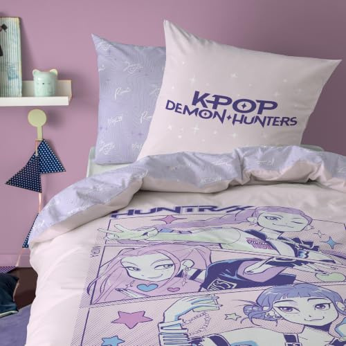 KPop Demon Hunters Compact Parure de lit 100% coton - Licence officielle