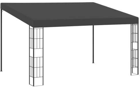 HETFTJN Tonnelle Murale 3x4 m Pergola Adossée en Acier et Tissu Polyester Anthracite, Belvédère de Terrasse avec Toit Ombrageant pour Jardin, Cour et Espace Extérieur
