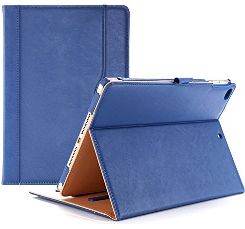 ProCase Leder Hülle mit Stifthalter für iPad 9.7 Zoll 2018/2017 (6th 5th Gen), iPad Air 2, iPad Air Schutzhülle Case PU-Leder Klapphülle mit Multi- Stand für iPad 9.7 Zoll -Navy