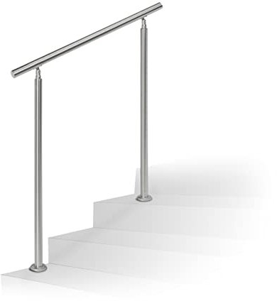Relaxdays Treppengeländer Edelstahl Set, für Innen und Außen, Handlauf, 1,0 m lang, 2 Pfosten, ohne Querstreben, silber