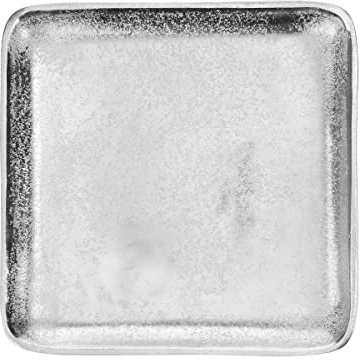 BUTLERS Banquet Dekoteller 25x25 quadratisch - Eckiger Servierteller aus Aluminium silbern vernickelt - Kerzenteller