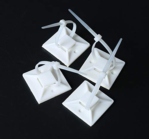 50 Stück Bayli Klebesockel für Kabelbinder Weiß 20x20 mm | [Zwei-Wege] Befestigungssockel Selbstklebend | Kabelschelle Klebepads | Kabelbinderhalter | Montagesockel Set mit Klebefläche | Schraubsockel