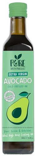 Pure South Press Cold-Pressed Extra Virgin Avocado Oil, 500 ml Bottle | High Smoke Point Cooking Oil from Natural Whole Avocados for Keto, Paleo & Vegan Diet | High in Mono-Unsaturated Fat & Vitamin E