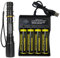 VISVIC Bright Flashlight, 4-Slot Universal Battery Charger with Four 18650 Batteries, fit for 3.7V Lithium Ion Batteries 18650 18500 17650 16340 14500 25500 22700 21700 Rechargeable Batteries