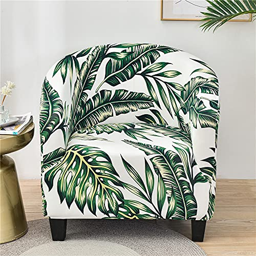 Highdi Sesselschoner Sesselüberwurf mit Elastisch Stretch Husse, Club Chair Schonbezug Sofabezug mit hoher Dehnung Sessel für Clubsessel Loungesessel Cocktailsessel (Tropische Pflanzen)
