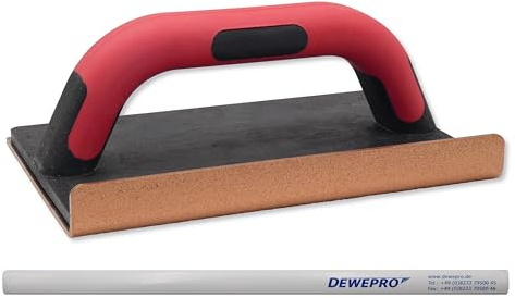 DEWEPRO® Hartmetall-Schleifbrett aus Wolfram Karbid mit abgewinkelter Seite und 2-Komponentengriff - Körnung K80 - geeignet zum Anrauen von Mauerwerken u.ä. - inkl. 1 St. DEWEPRO® Bleistift