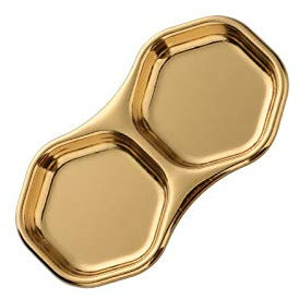 Goldene Edelstahl-Küchengitter-Gewürz-Kleiner Teller von Soja-Sauce-Tabletts Geschirrsalz-Sauce-Snack-Platte Servierplatten 615 (Color : 1pcs Gold A)
