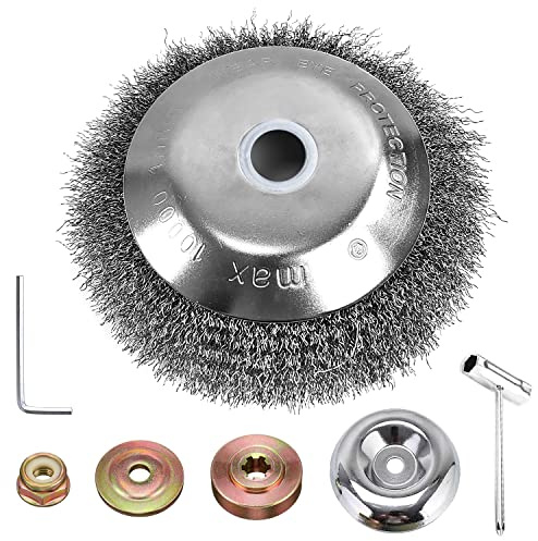 Qinglee Unkrautbürste für Rasentrimmer, Profi Trimmer 200mm*25.4mm, Bürste, Freischneider Zubehör, Effektive Moosentfernung, Rostentfernung, Unkraut Jäten
