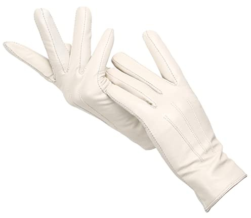 Wintermode Damen Lederhandschuhe Fahren Warm Damen Winterhandschuhe Weiches Schaffell Damen Handschuhe Hellbeige 8