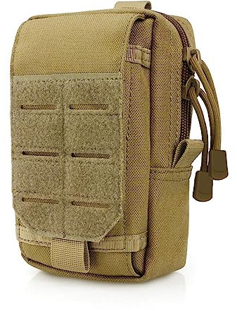 Tactical EDC Tasche, Molle Multifunktionale kleine Tasche, Gadget Organizer Handy-Halter Gürteltasche, Camping Wandern Radfahren Klettern Mit kompakter Tasche (Khaki)