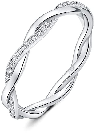 JewelryPalace Infinity Seil Verdrehter Zirkonia Band Ring Damen, Unendlichkeit Hochzeitsringe Damenring Silber 925 Trauringe Eheringe Frauen, Vorsteckring Stapelring Ring Bandring Schmal Rosegold Gold
