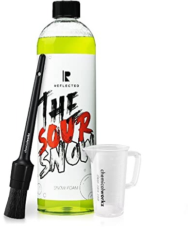 Reflected The Sour Snow Aktivschaum (1L) hochkonzentrierter Premium Snow Foam + chemicalworkz Messbecher - dichter Schaum für eine schonende Vorwäsche - pH-neutrales Auto Snow Foam Shampoo | 2-tlg