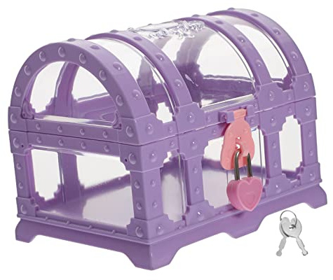 Veemoon Boîte Coffre Au Trésor Bijoux Organiser Conteneur Caisse De Rangement Coffre a Jouet Caisson De Rangement Cotillons Pirates Coffre à Jouet Violet Enfant Plastique Princesse
