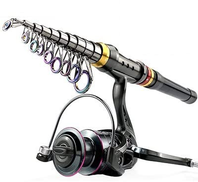 Angelsets Meeresstabset Rockstange und Metall Angelrolle-Kombinationsstange mit 5,2: 1-Gang-Verhältnis Angelrolle Kohlefaser Angelrute for Reisen Teleskop-Angelrute ( Color : Rod With Reel , Size : 2.