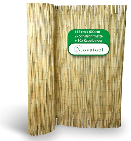 Novatool Balkon Sichtschutzmatte 2X Flexibles Design für Gartenzaun und Terrasse 115x600 cm Schilf Schutz vor Blicken Einfache Montage Wind- und wetterfest Stilvolle Dekoration und Privatsphäre