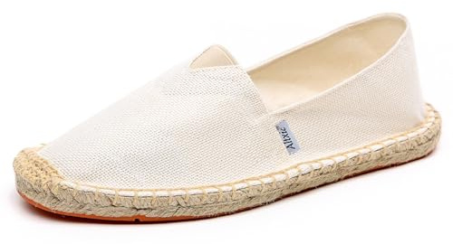 Altxic Comfort Canvas Slip på Espadrilles Flat, Flätad beige, 44 EU